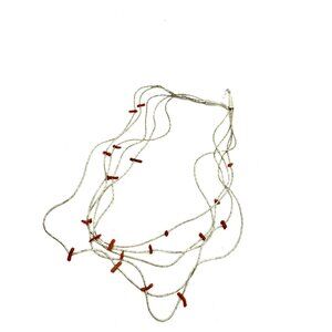 Native American Coral And Sterling Silver Vintage Necklace